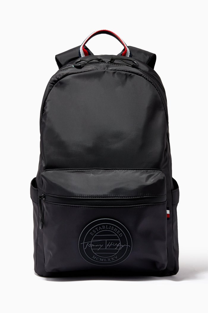 

Signature Logo Badge Backpack in Recycled Polyester, Black