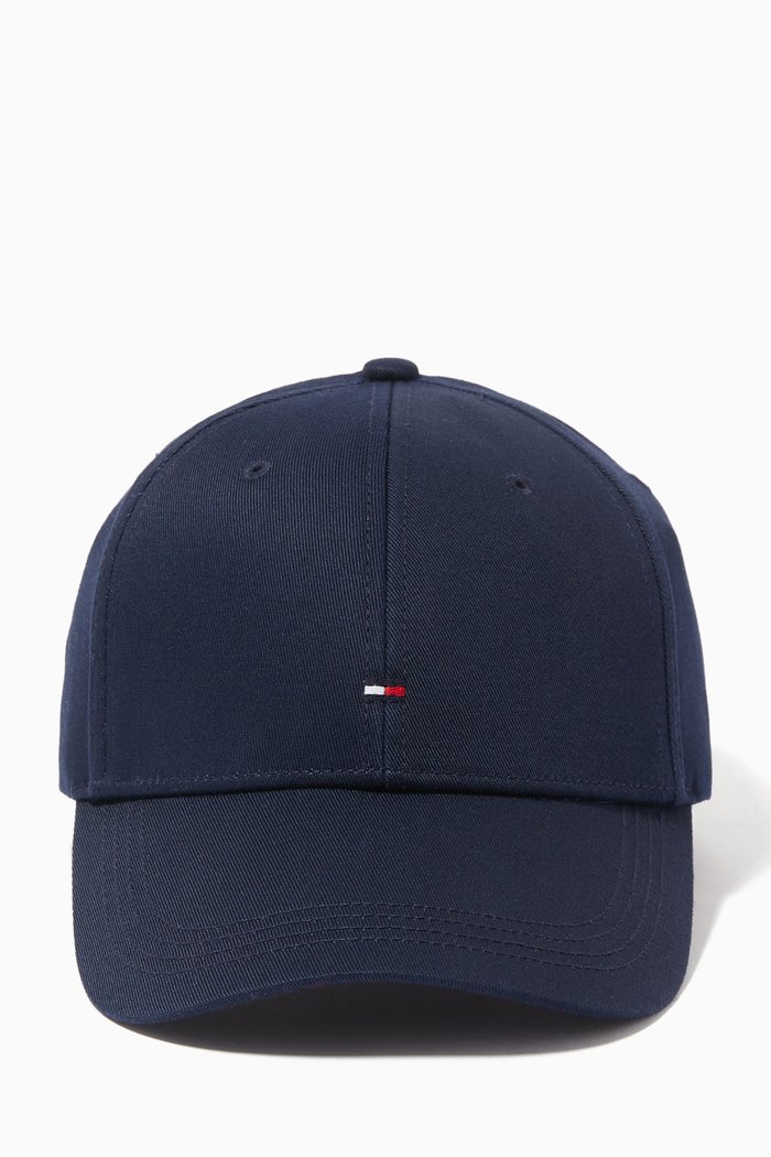 Flag Logo Cap in Cotton Twill, Blue
