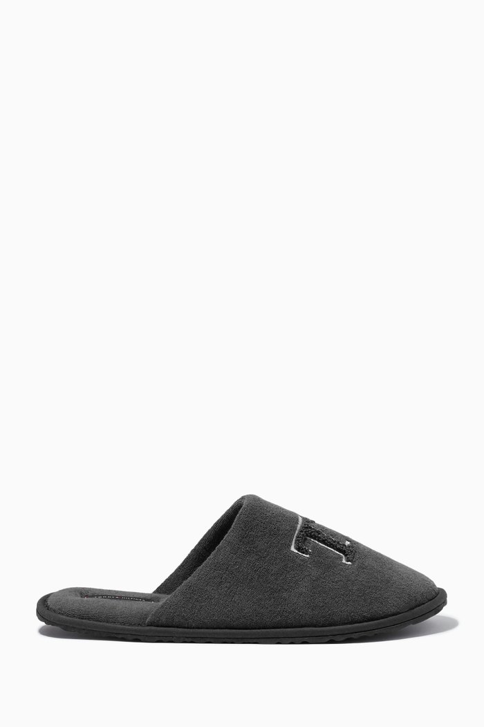 

Towelling Home Slippers in Nylon, Grey