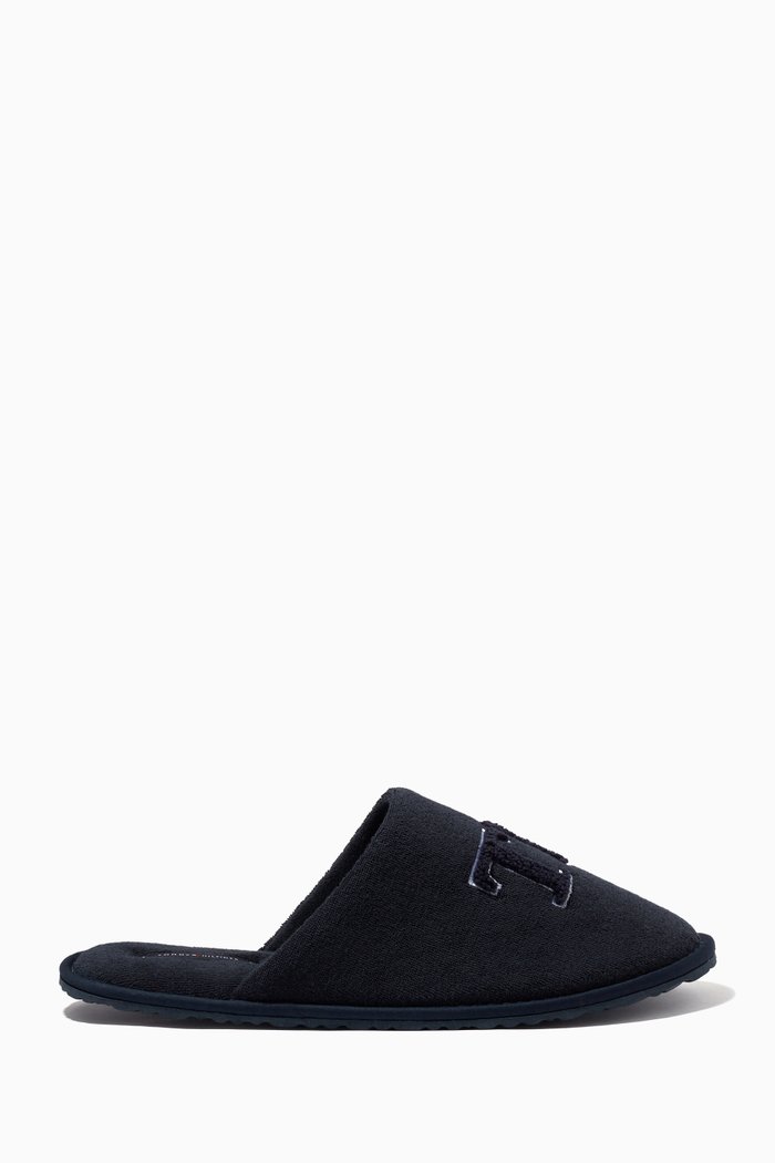 

Towelling Home Slippers in Nylon, Blue