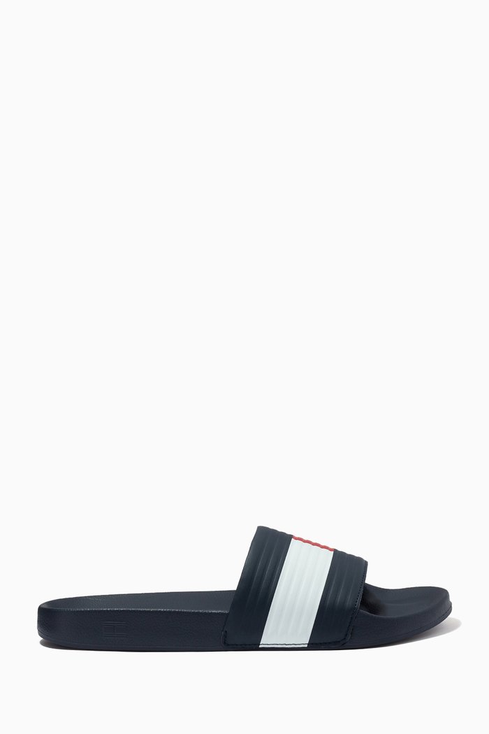 

Embossed Flag Pool Slides in Polyurethane, Blue
