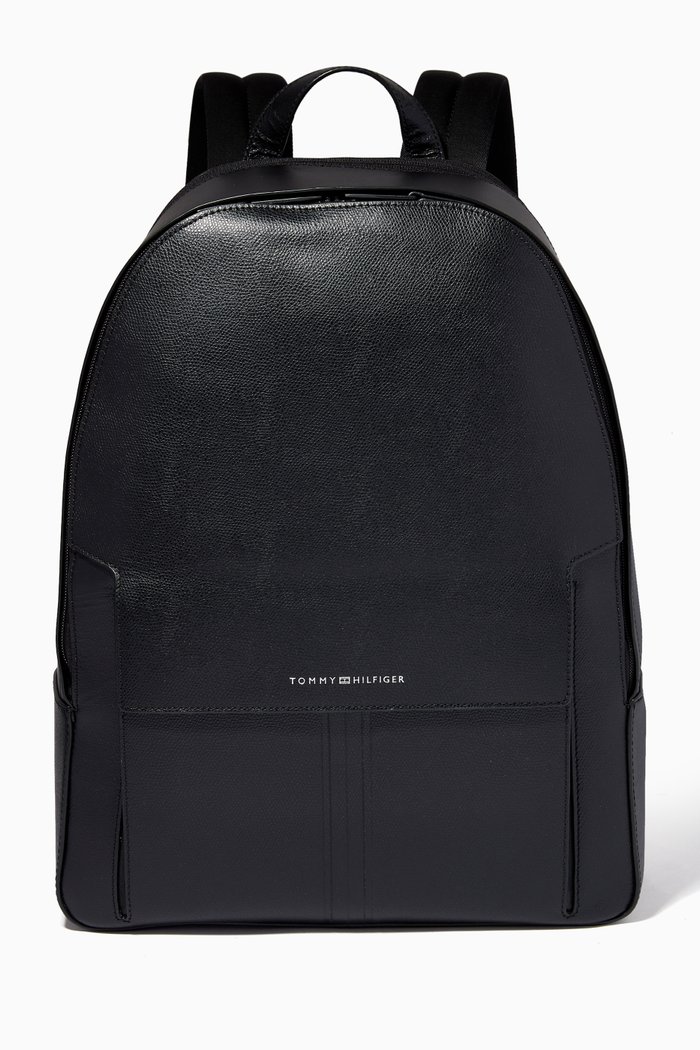 TH Business Backpack in Leather, Black