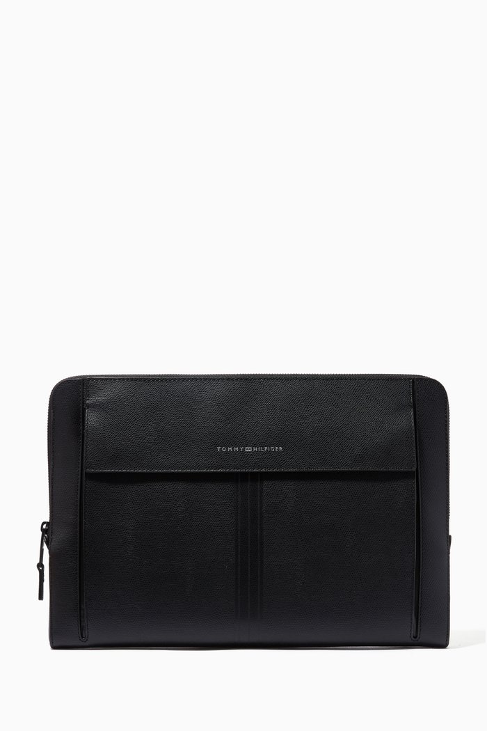 

TH Business Laptop Sleeve in Pebbled Leather, Black