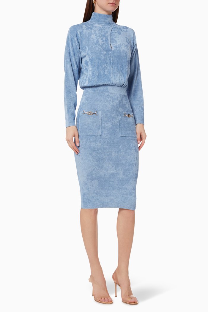 

Horsebit Midi Dressin Chenille, Blue