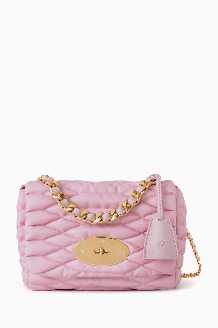 

Lily Top Handle Bag in Quilted Nylon, Purple