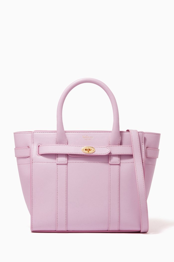 Mini Zip Bayswater Bag in Silky Calf Leather, Purple