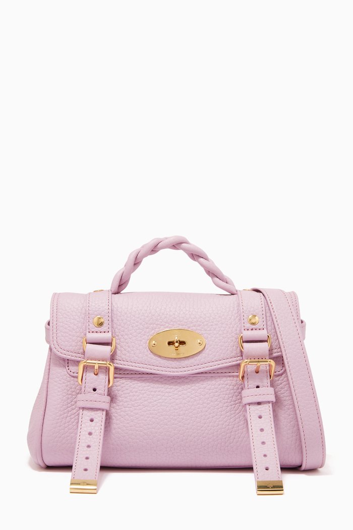 

Mini Alexa Satchel Bag in Heavy Grain Leather, Purple