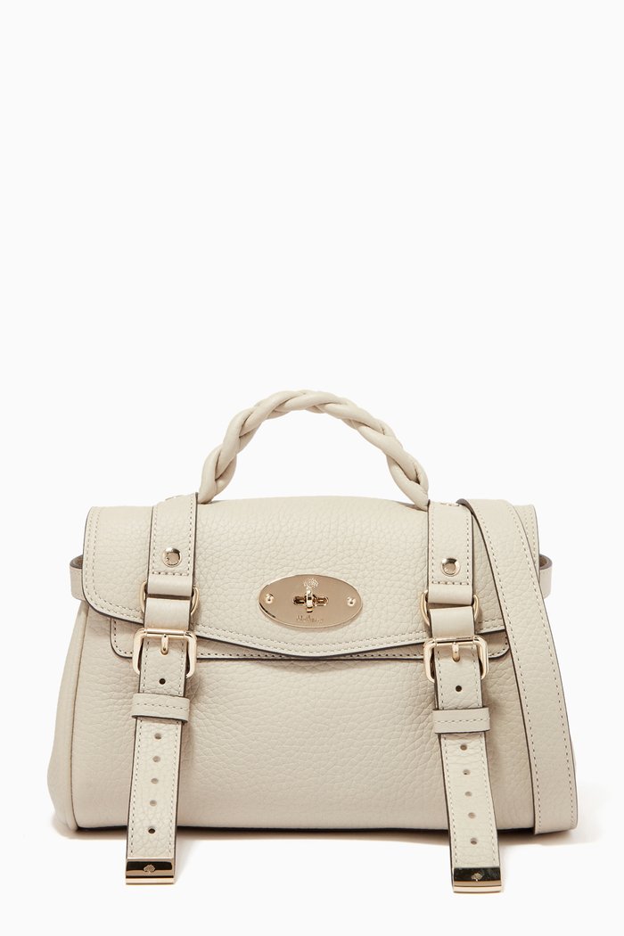 

Mini Alexa Satchel Bag in Heavy Grain Leather, Neutral