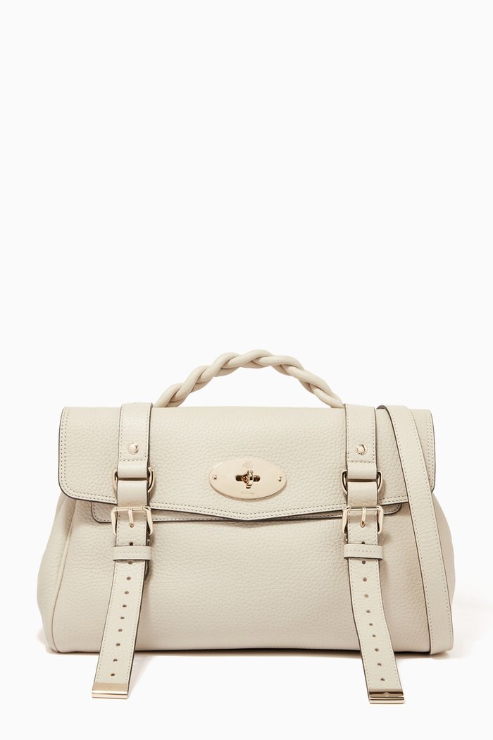 

Alexa Satchel Bag in Heavy Grain Leather, Neutral