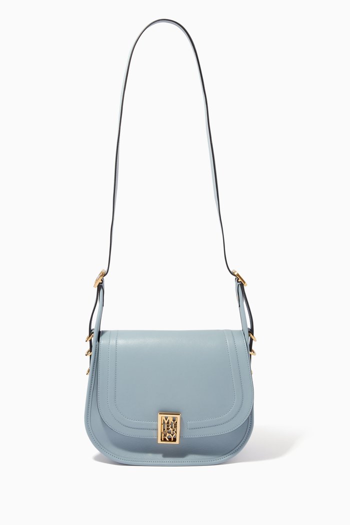 

Sadie Satchel Bag in Silky Calf Leather, Blue
