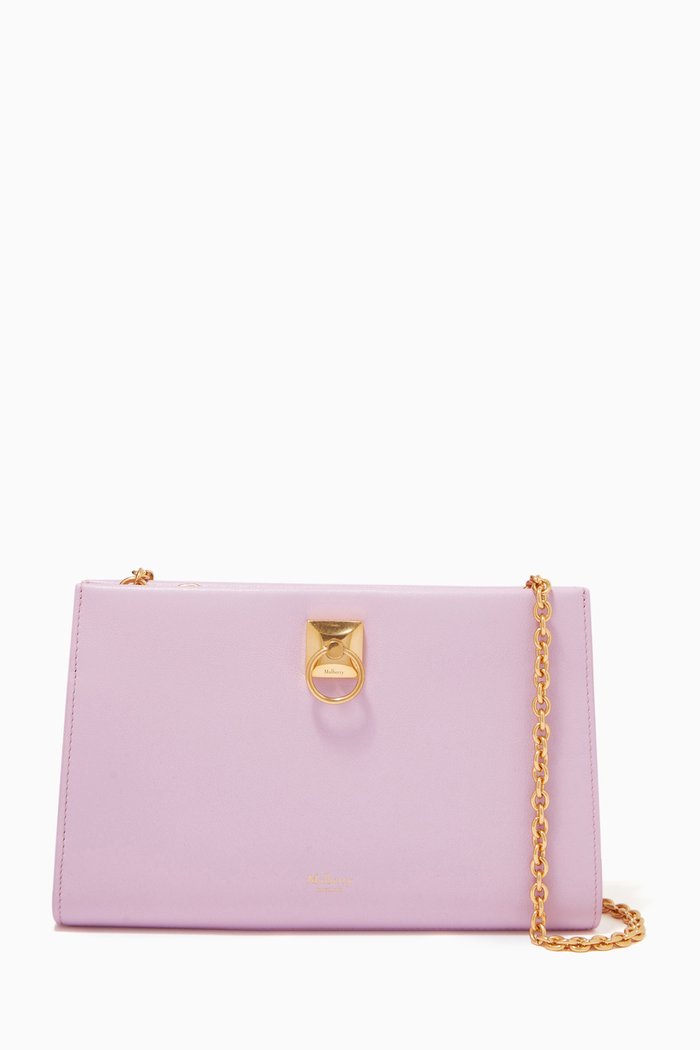 

Iris Chain Wallet in Silky Calf Leather, Purple
