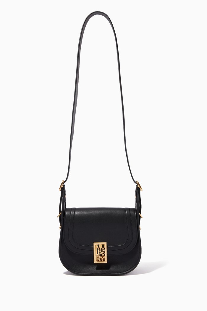 

Small Sadie Satchel Bag in Silky Calf Leather, Black