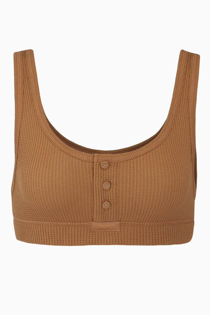 

Waffle Henley Bra, Brown