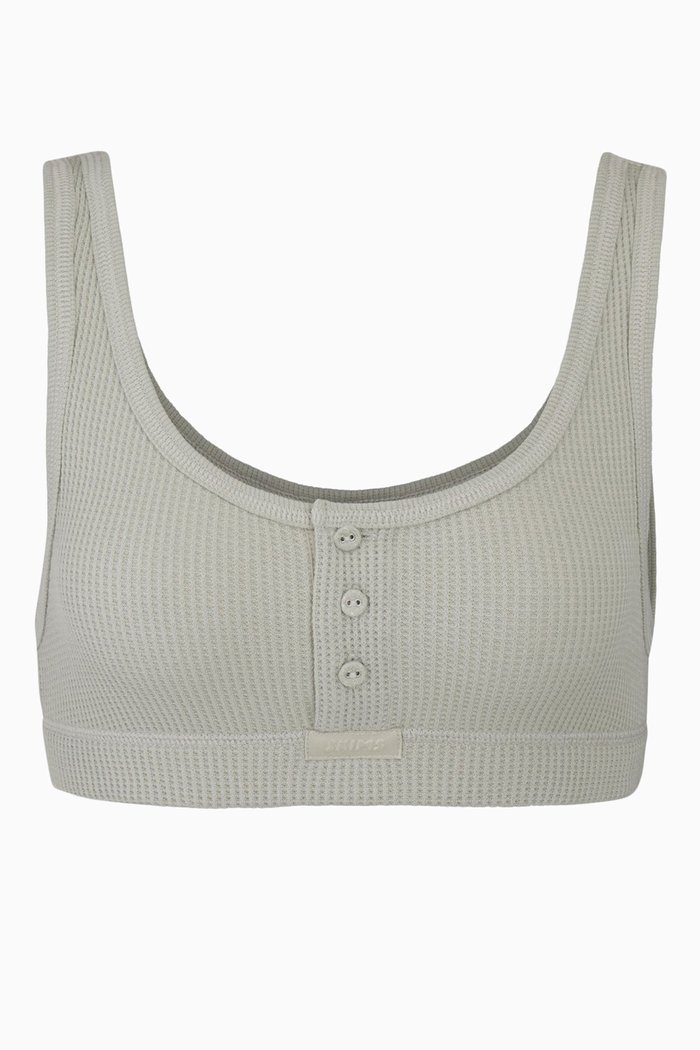 

Waffle Henley Bra, Grey