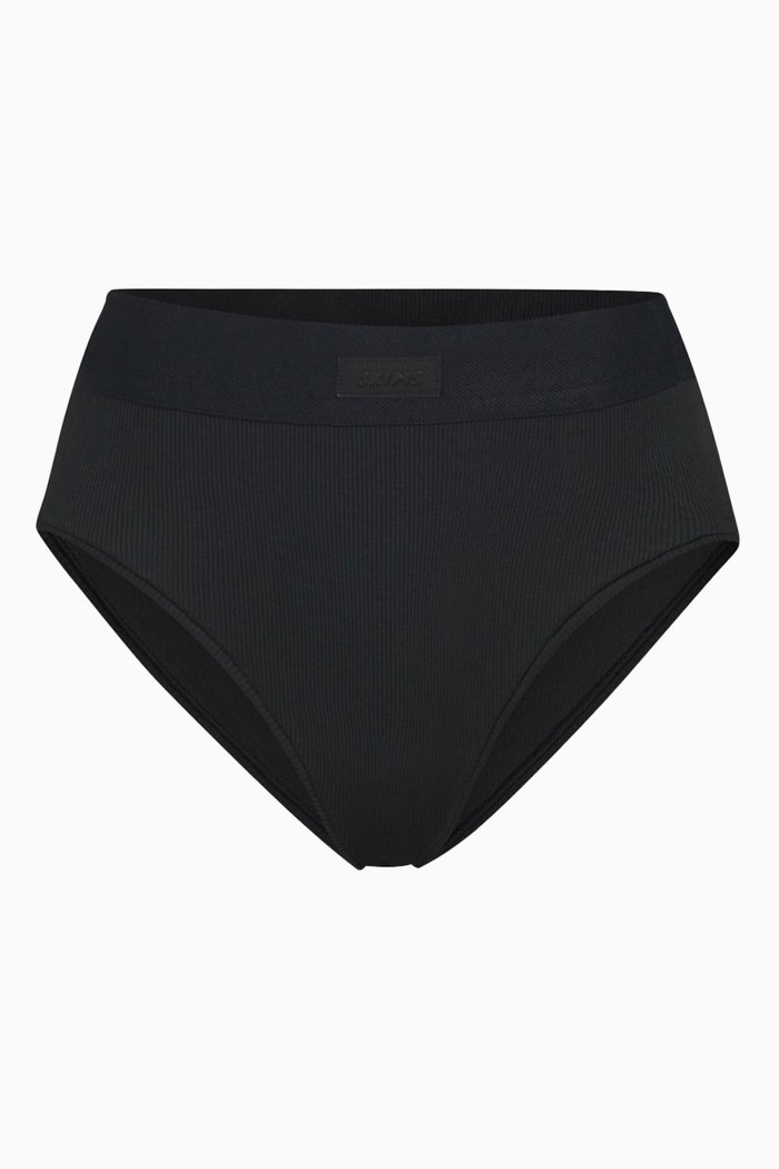 

Cotton Rib Mid Rise Brief, Black