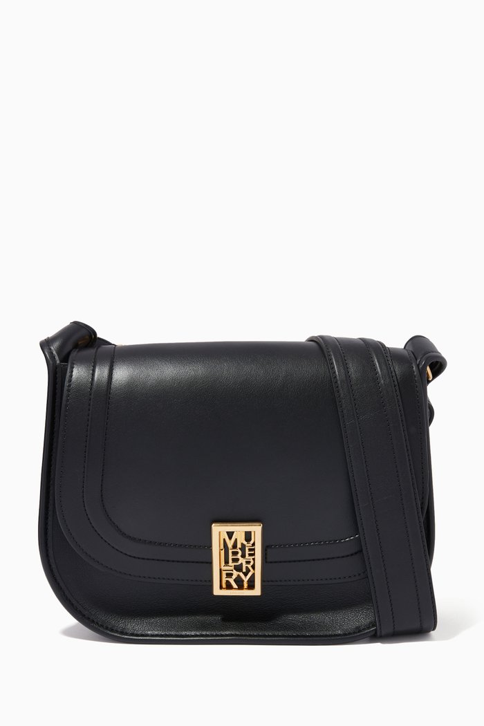 

Sadie Satchel Bag in Silky Calf Leather, Black