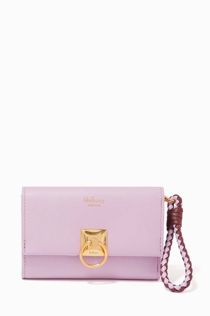 

Iris Trifold Wallet in Silky Calf Leather, Purple