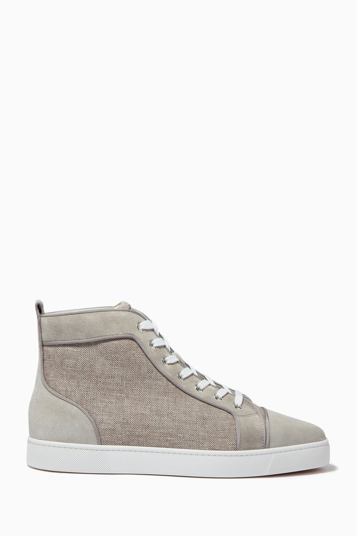 Louis Orlato Flat Sneakers in Linen & Suede, Multicolour