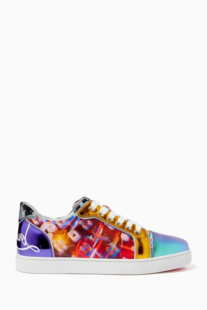 Fun Vieira Sneakers in Graphic Patent Leather, Multicolour