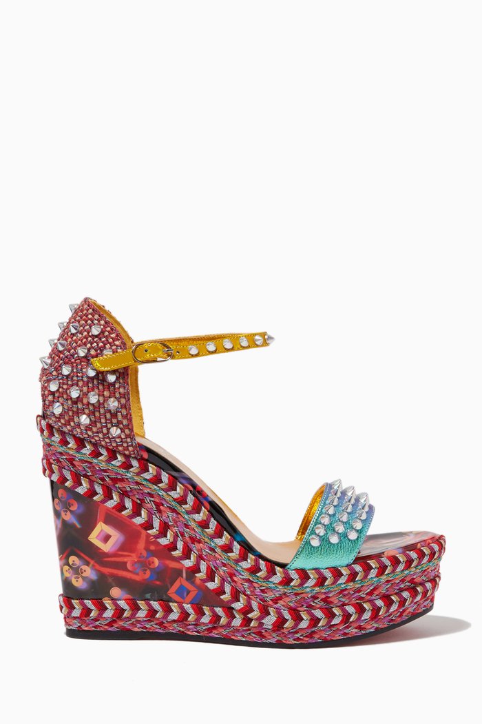 

Madmonica 120 Wedge Sandals in Graphic Patent Leather, Multicolour