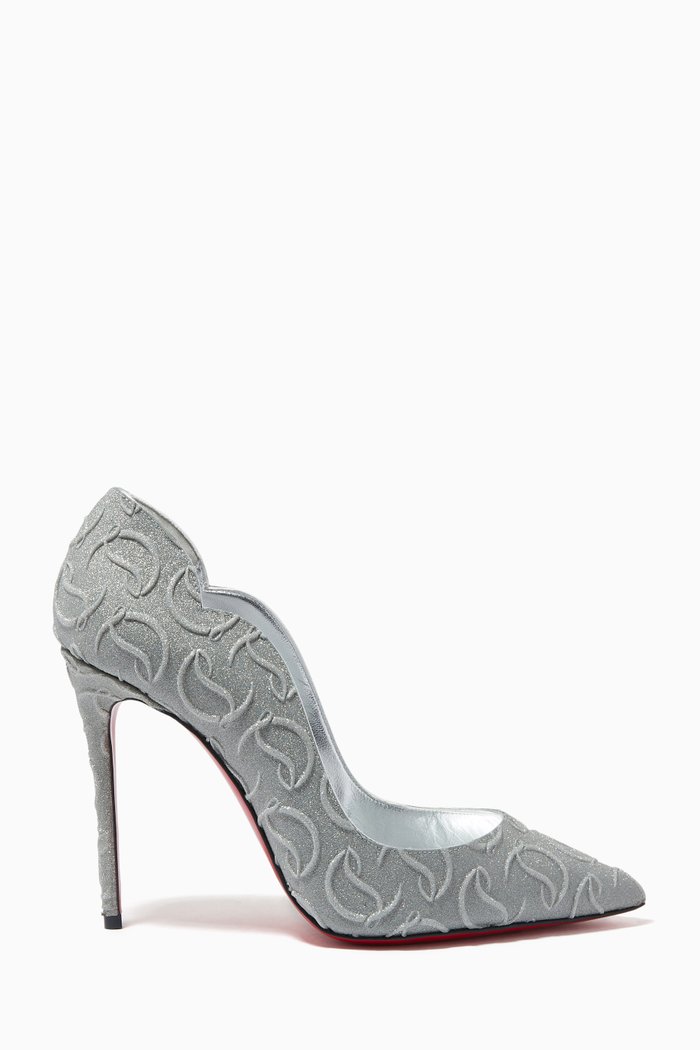 

Hot Chick 100 Pumps in CL Monogram Glitter Leather, Silver