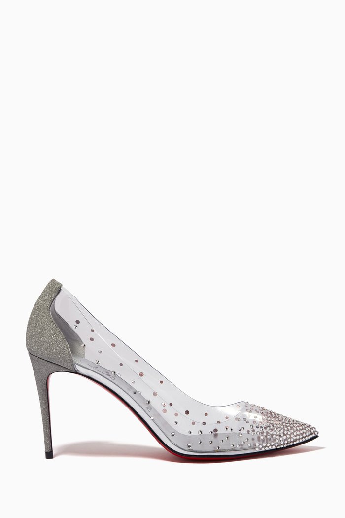Degrastrass 85 Pumps in Glitter Leather & PVC, Silver
