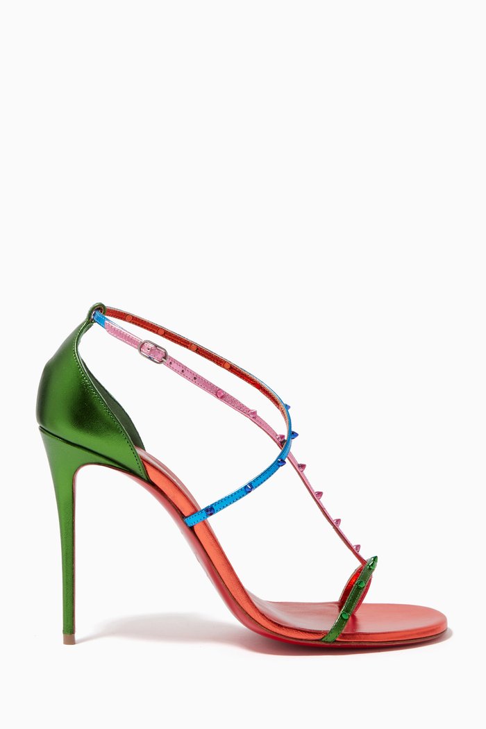 

Riojana Spikes 100 Sandals in Metallic Leather, Multicolour