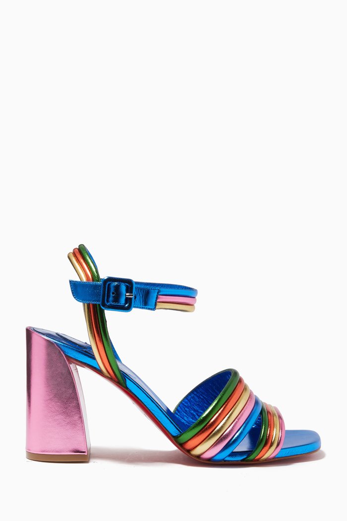 

Manola 85 Sandals in Metallic Nappa, Multicolour