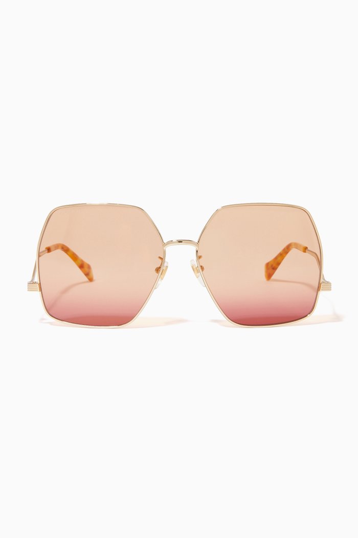 Geometrical Frame Sunglasses in Metal, Gold