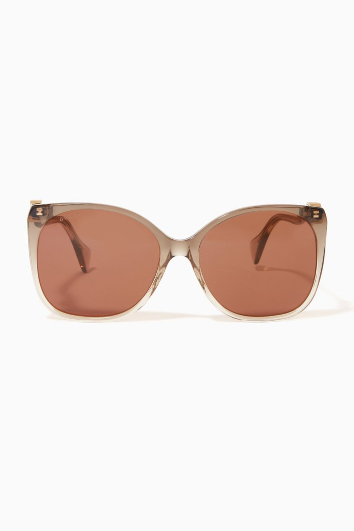 Square Frame Sunglasses in Acetate, Brown