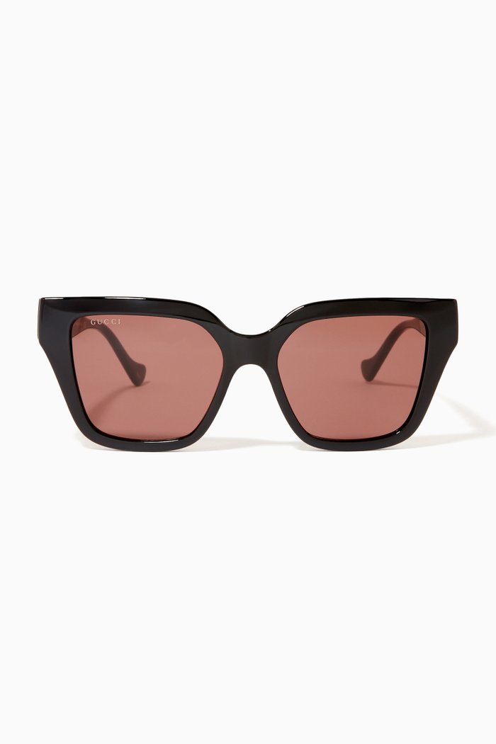 

Rectangular-frame sunglasses in Acetate, Black