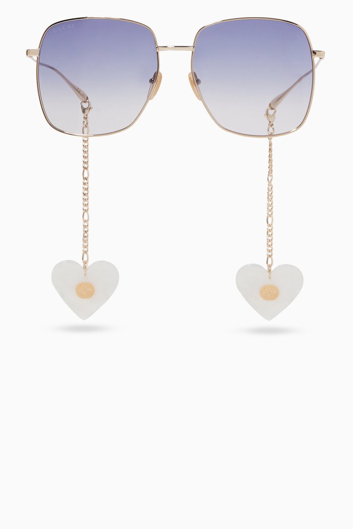 

Rectangular Sunglasses in Metal, Gold