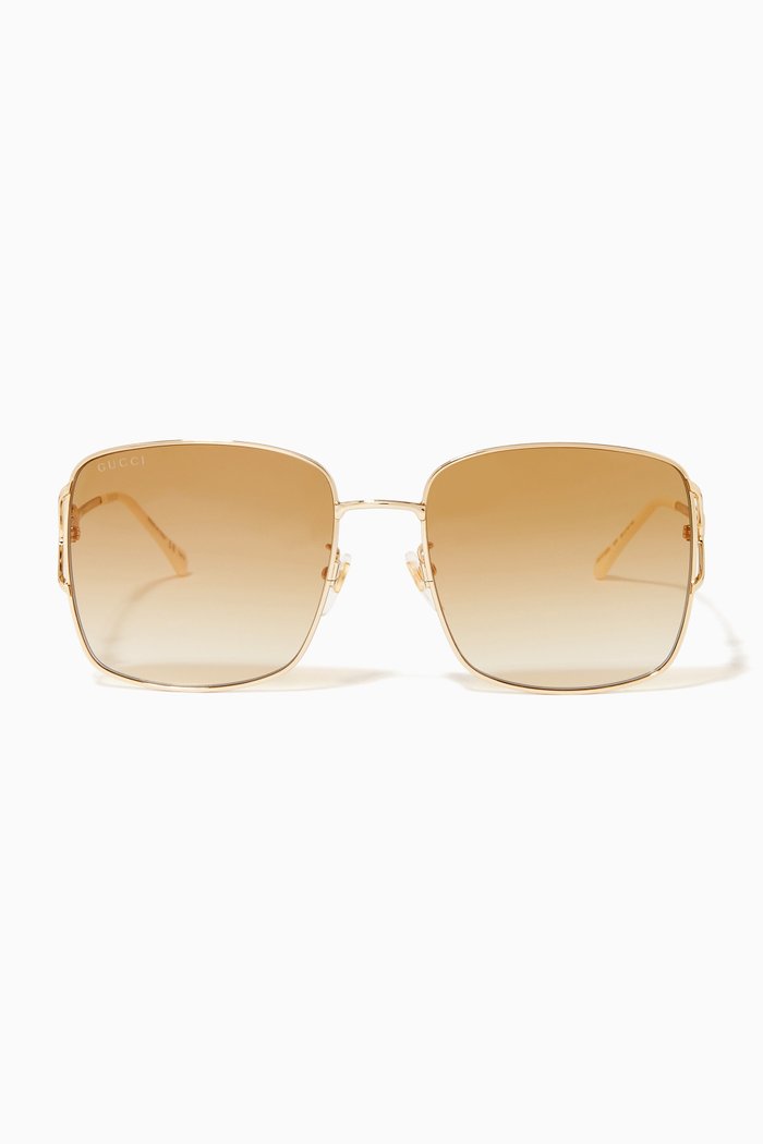 

Square Frame Sunglasses in Metal, Gold