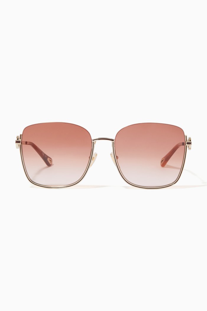 

Square Sunglasses in Metal, Gold