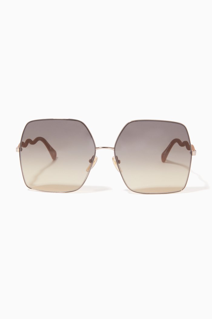 

Oversized Square Sunglasses in Metal, Brown