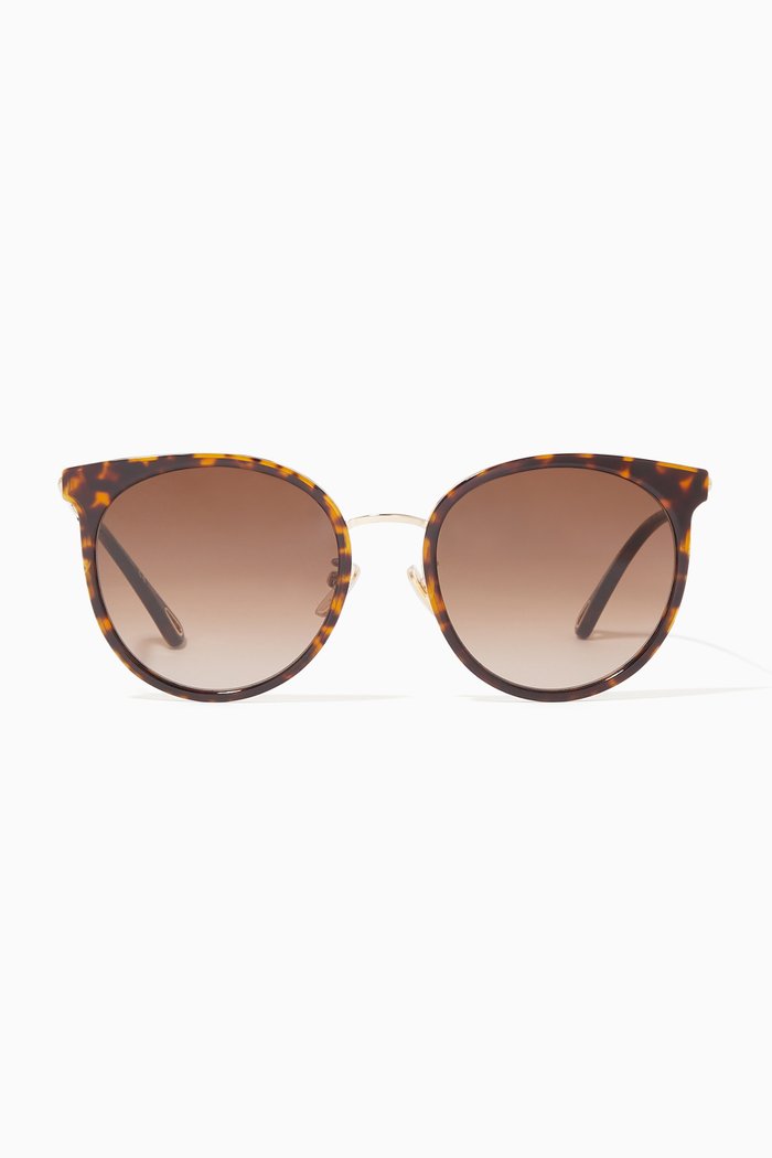 

Cat-eye Sunglasses in Acetate & Metal, Brown