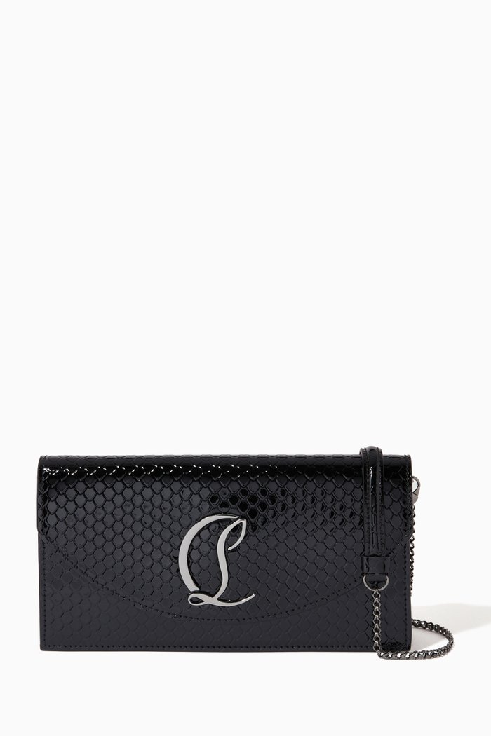 

Loubi54 Clutch Bag in Scales Patent Leather, Black