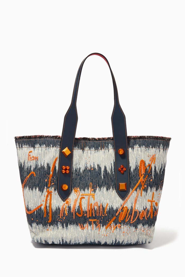 

Frangibus Medium Tote Bag in Embroidered Denim, Multicolour