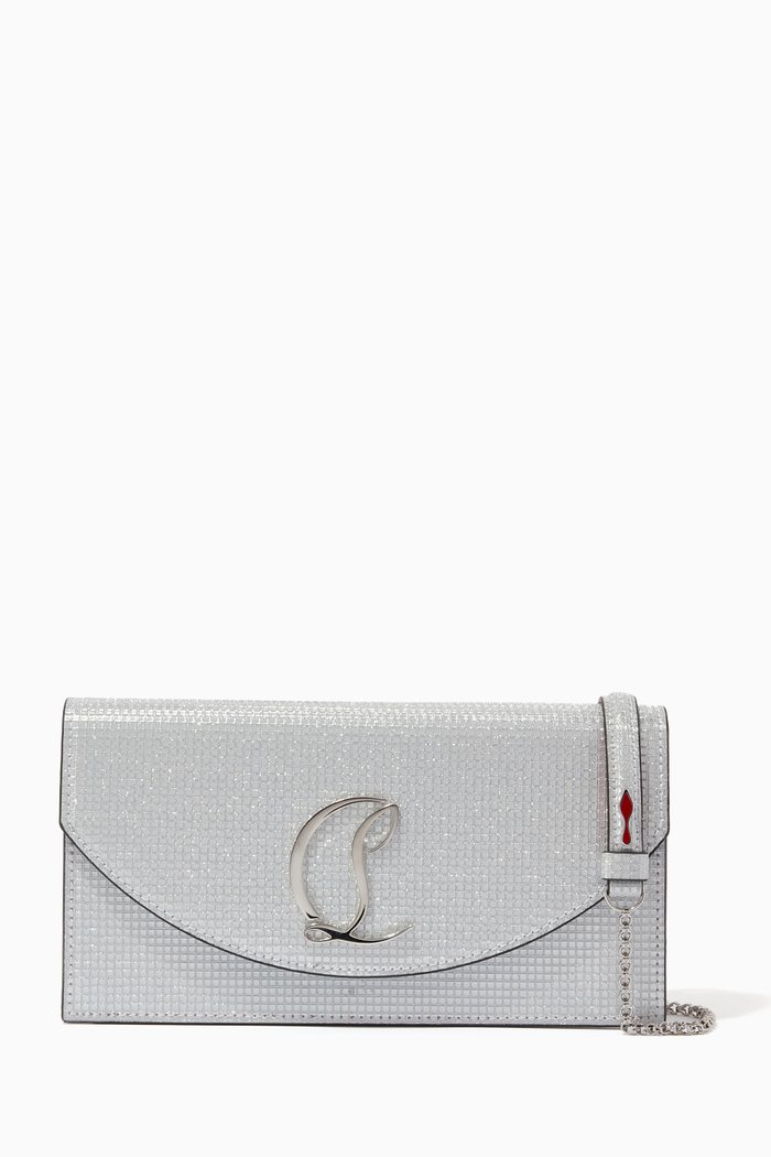 

Loubi54 Embossed Clutch in Patent Leather, Silver