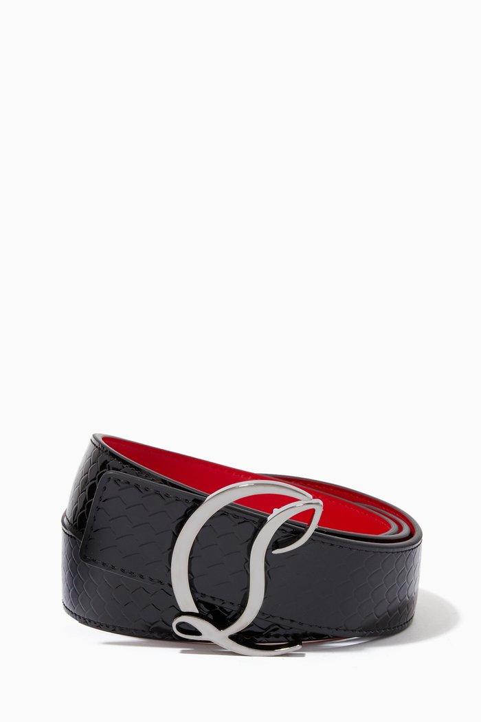

W CL Logo Belt 35 in Scales Patent Leather, Black