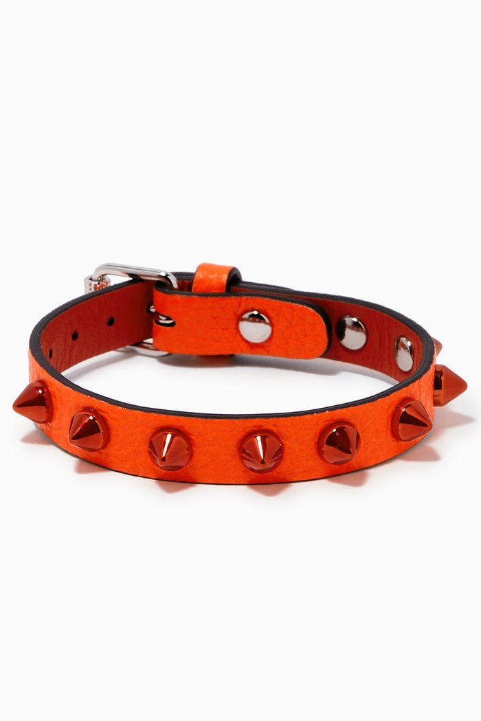 

Loubilink Bracelet in Pebbled Leather, Orange