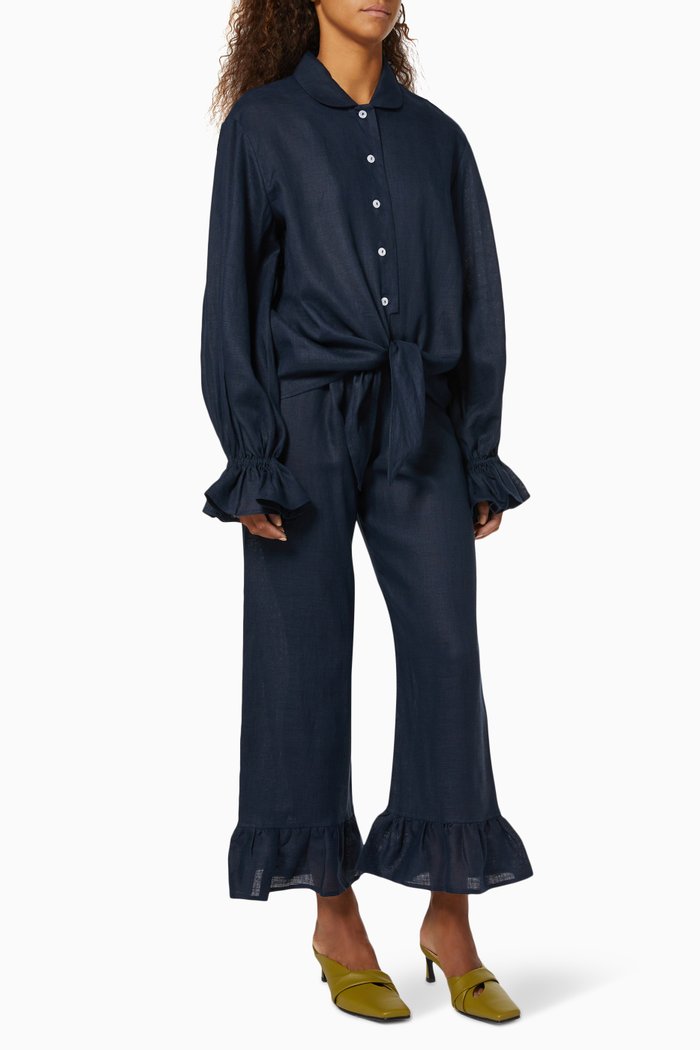 

Rumba Lounge Suit Set in Linen, Blue
