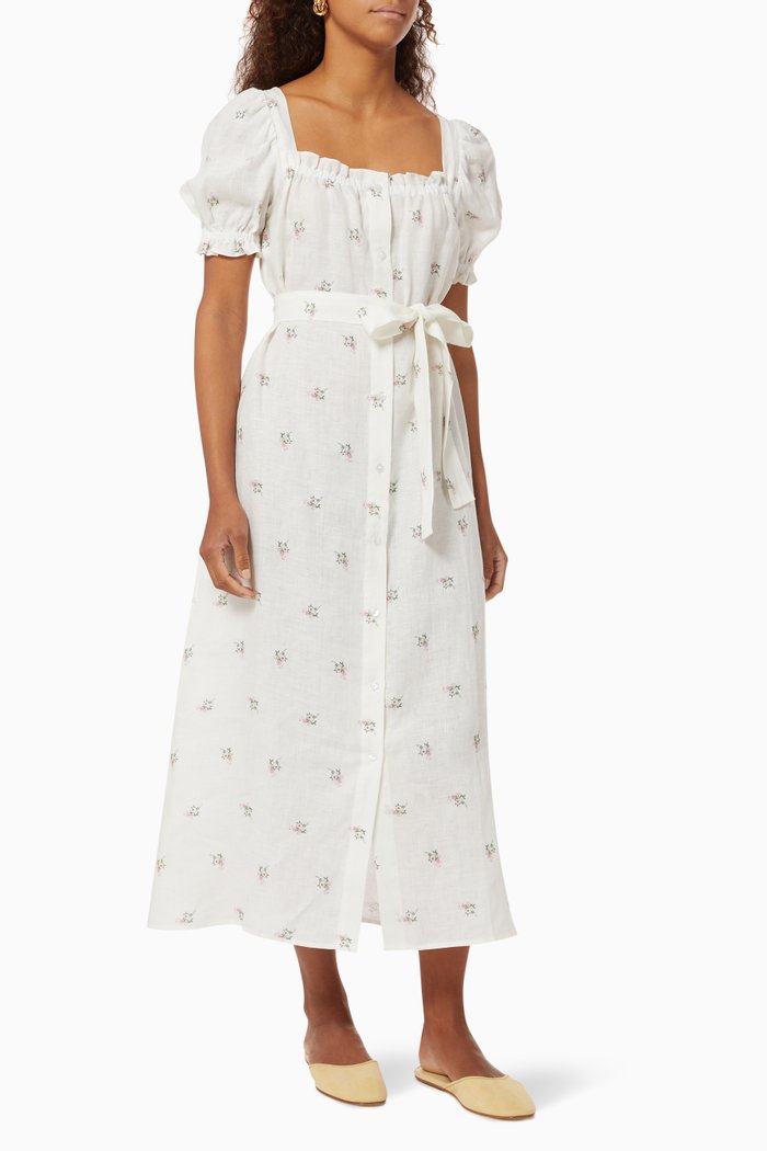 Brigitte Dress in Linen, White