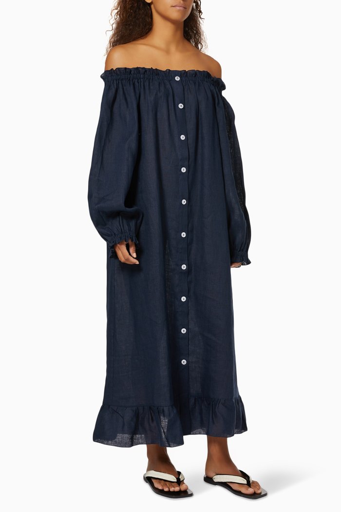 

Loungewear Dress in Linen, Blue