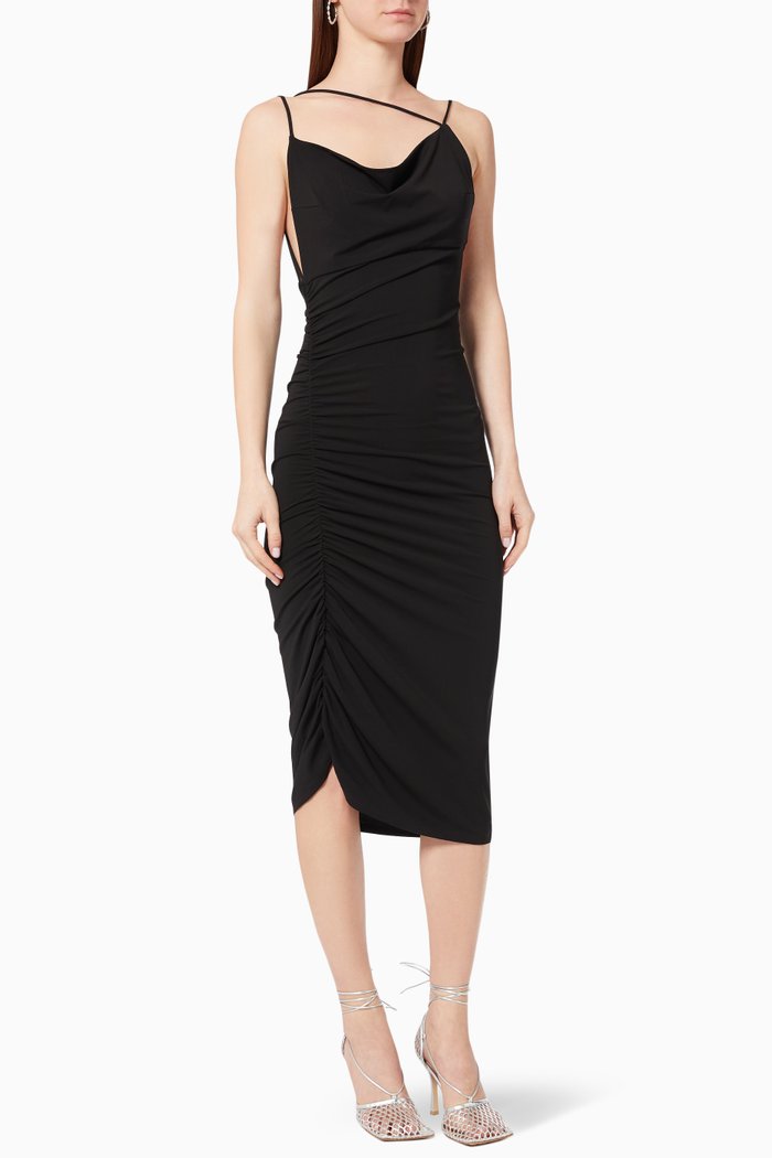

Irina Draped Midi Dress, Black