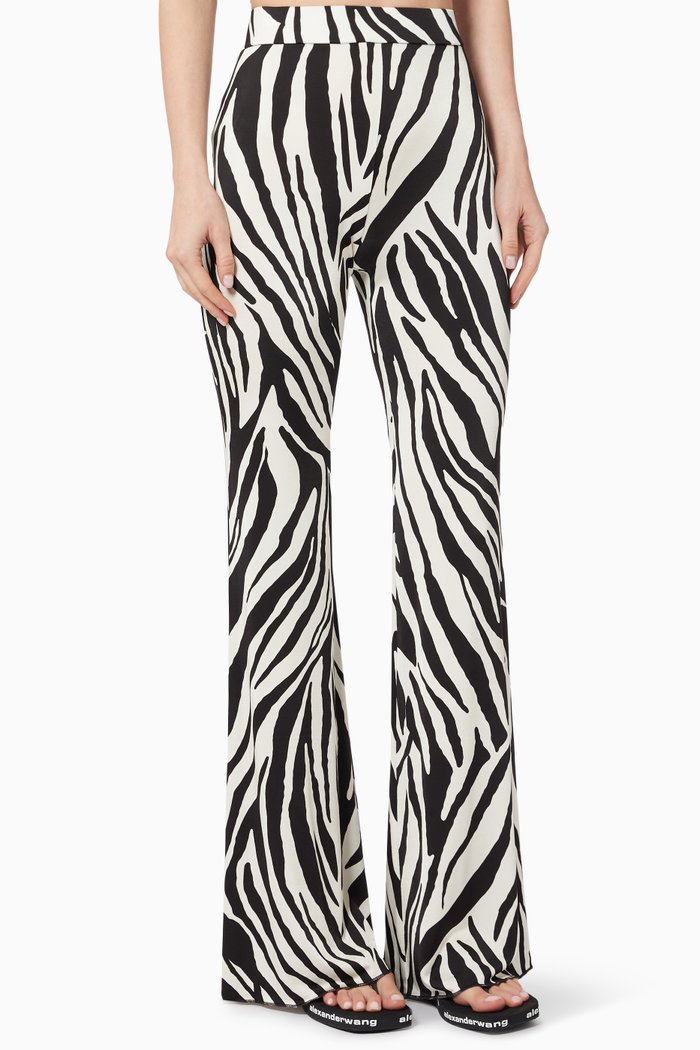 

Gaia Flare Pants in Zebra Print, Black