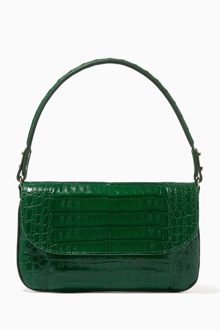

Luisa Shoulder Bag in Crocodile Leather, Green