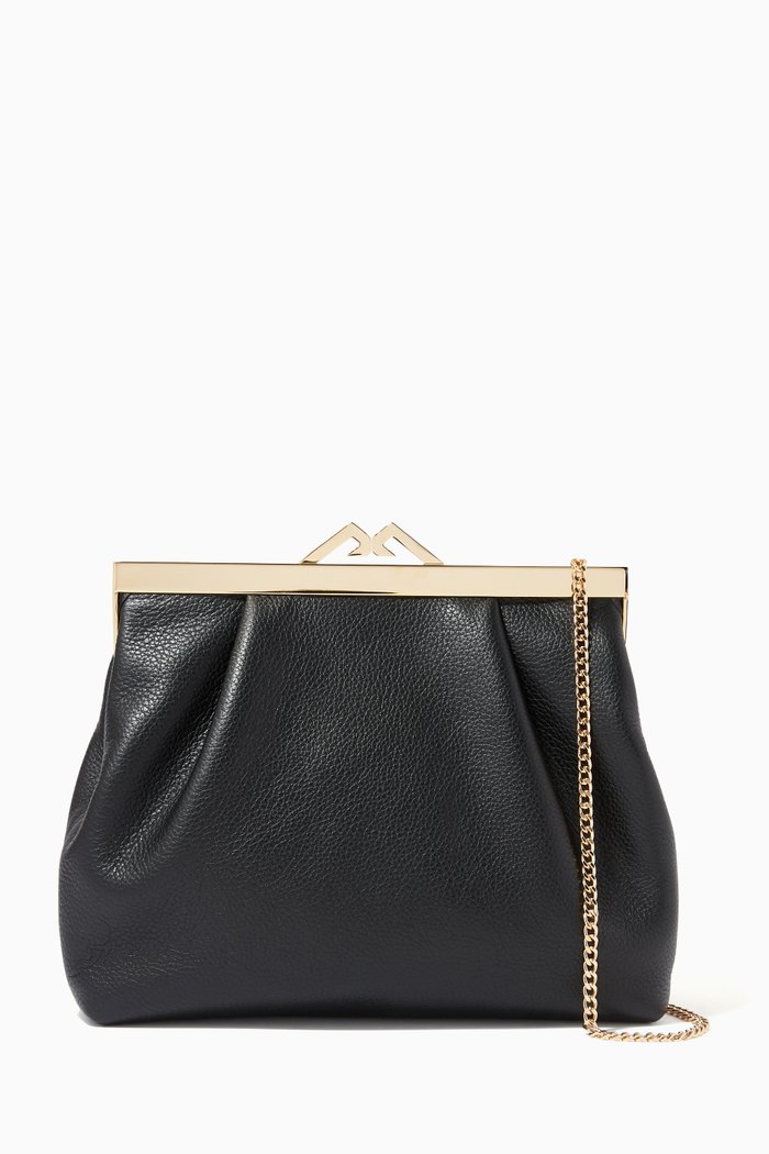

Natalia Clutch in Grained Leather, Black