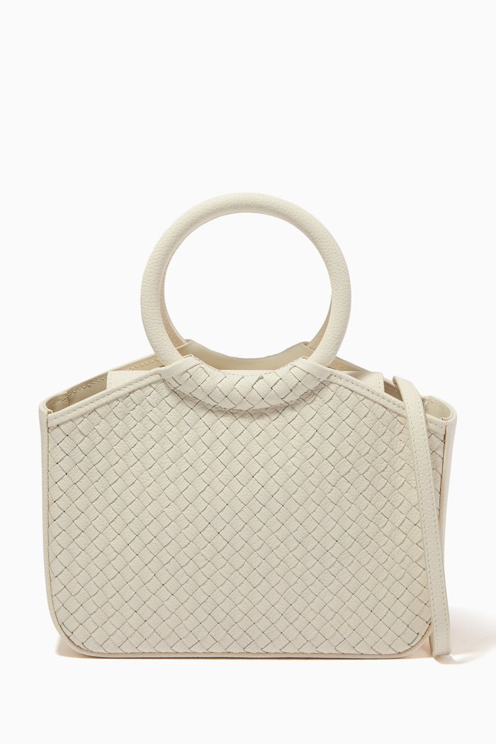 

Carrie Top Handle Bag in Woven Leather, White