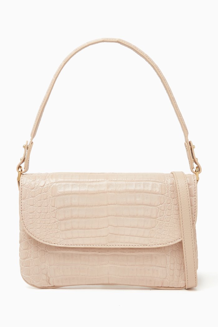 

Luisa Shoulder Bag in Crocodile Leather, Neutral